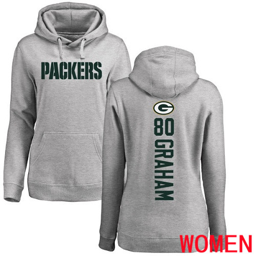 Green Bay Packers Ash Women #80 Graham Jimmy Backer Nike NFL Pullover Hoodie Sweatshirts->nfl t-shirts->Sports Accessory